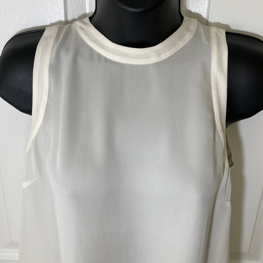 Veronica Beard 💯 Silk Mina Shell Off White Sheer Overlay Back Top Size 0 - Picture 2 of 10